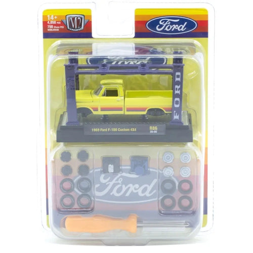 1969 Ford F-100 Custom 4X4 - Yellow (Silver Chrome Rims & Details, Black Interior)