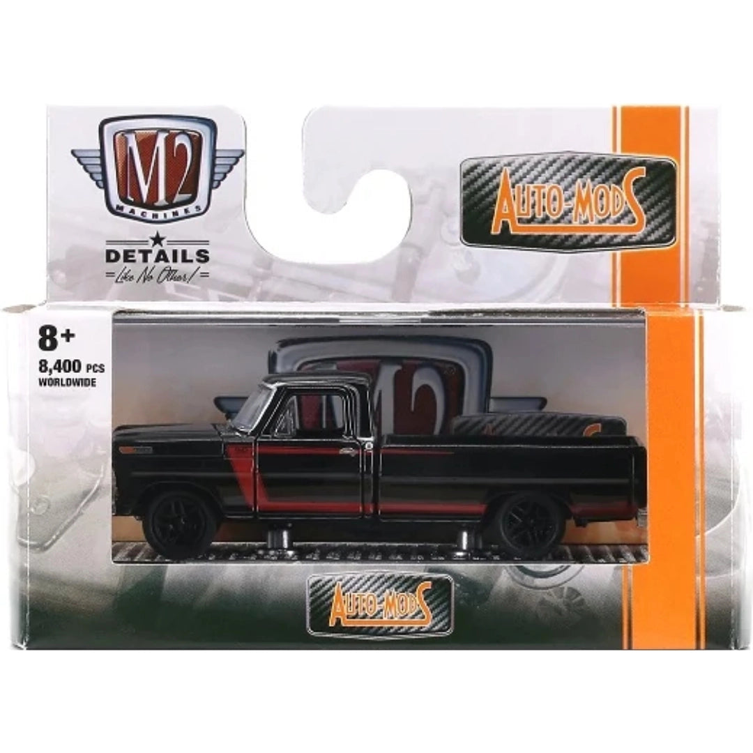 1969 Ford F-100 Ranger Truck - Black (Black Rims, Silver Chrome Details)