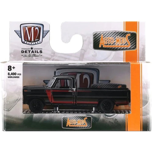 1969 Ford F-100 Ranger Truck - Black (Black Rims, Silver Chrome Details)