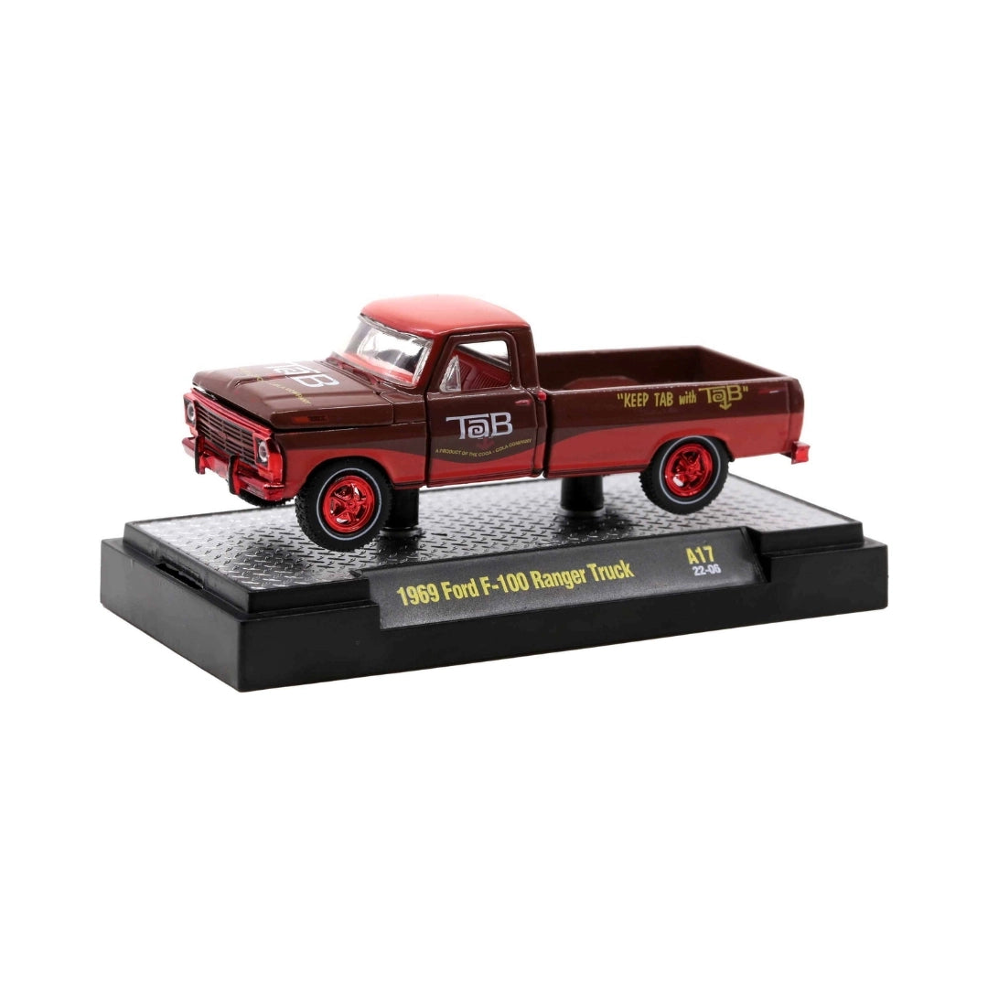 1969 Ford F-100 Ranger Truck - Brown ToB Chase (Red Chrome Rims & Details, Red Interior)