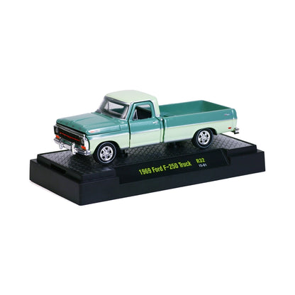 1969 Ford F250 Truck - Mint Green & White Chase (Gold Rims, Box)