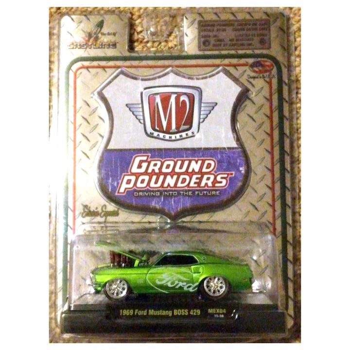 1969 Ford Mustang BOSS 429 - Lime Green Ford Livery (Ground-Pounders Clamshell Blister)