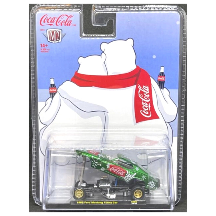 1969 Ford Mustang Funny Car - Green (Brass Rims, Coca-Cola Series Release SK08, Walmart Exclusive, Christmas)