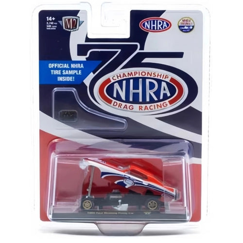 1969 Ford Mustang Funny Car - White, Red & Blue (Brass Rims, Black Interior)