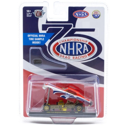 1969 Ford Mustang Funny Car - White, Red & Blue (Yellow Chrome Rims & Details, Brass Interior, Chase)