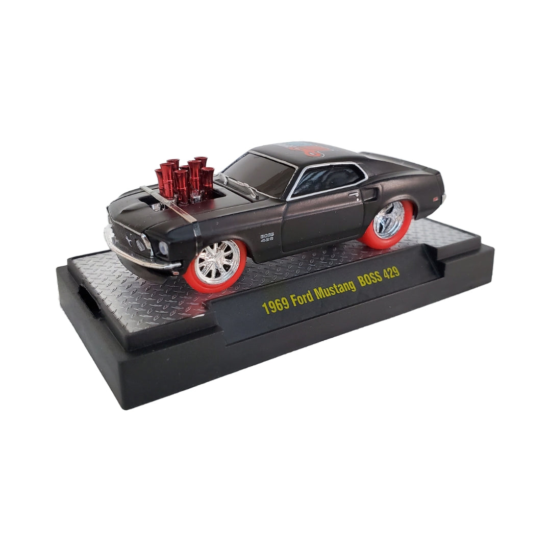 1969 Ford Mustang GT - Black, 10-Spoke Rims, Red Tires, ToyCon Roof Logo, No Side Stripe