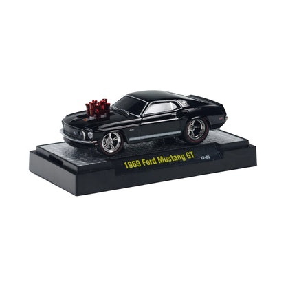 1969 Ford Mustang GT - Black, 5-Spoke Rims, Black Redline Tires (Box Packaging)
