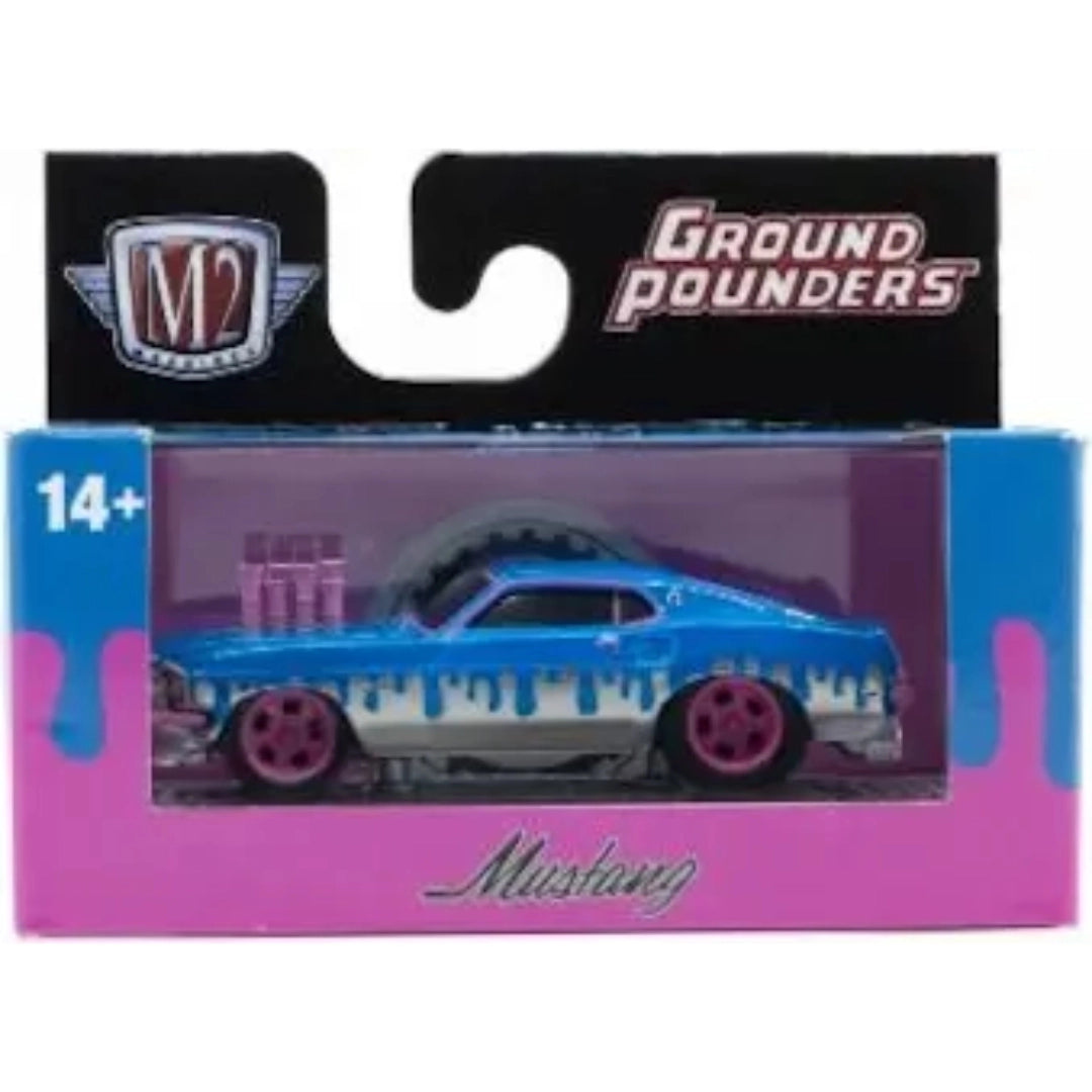 1969 Ford Mustang GT - Blue with Pink Rims & Details, White Paint Detail (Super Chase)