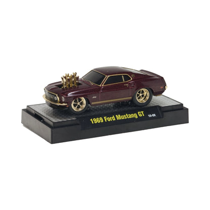 1969 Ford Mustang GT - Burgundy/Maroon with Gold Rims (Chase Box)