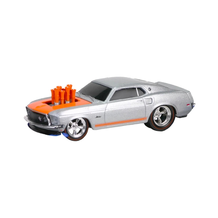 1969 Ford Mustang GT - Silver with Orange Engine Detail (Auto-Lift Release 11)
