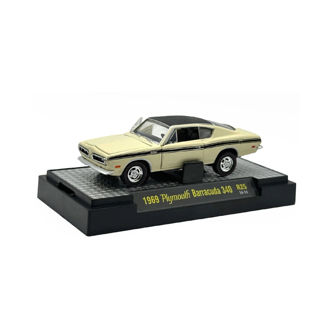 1969 Plymouth Barracuda 340 – Cream (Black Roof, Redline Tires)