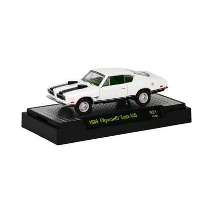 1969 Plymouth Cuda 440 – White (Green Interior, Box Packaging)