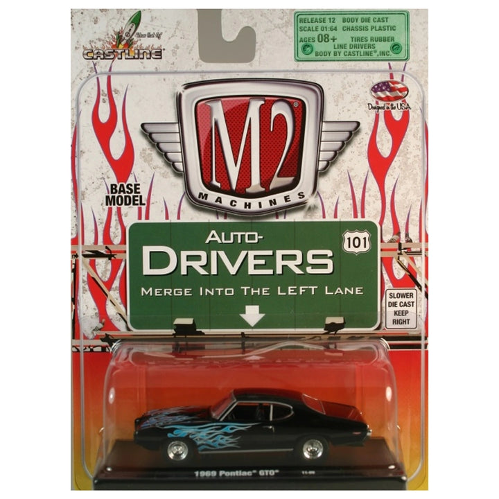 1969 Pontiac GTO - Black (Blue Flame Livery, Blister Card)