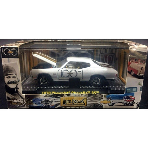 1970 Chevrolet Chevelle SS - White / Gold Stripe / GO Graphics (Box Version / Auto-Drags Packaging)