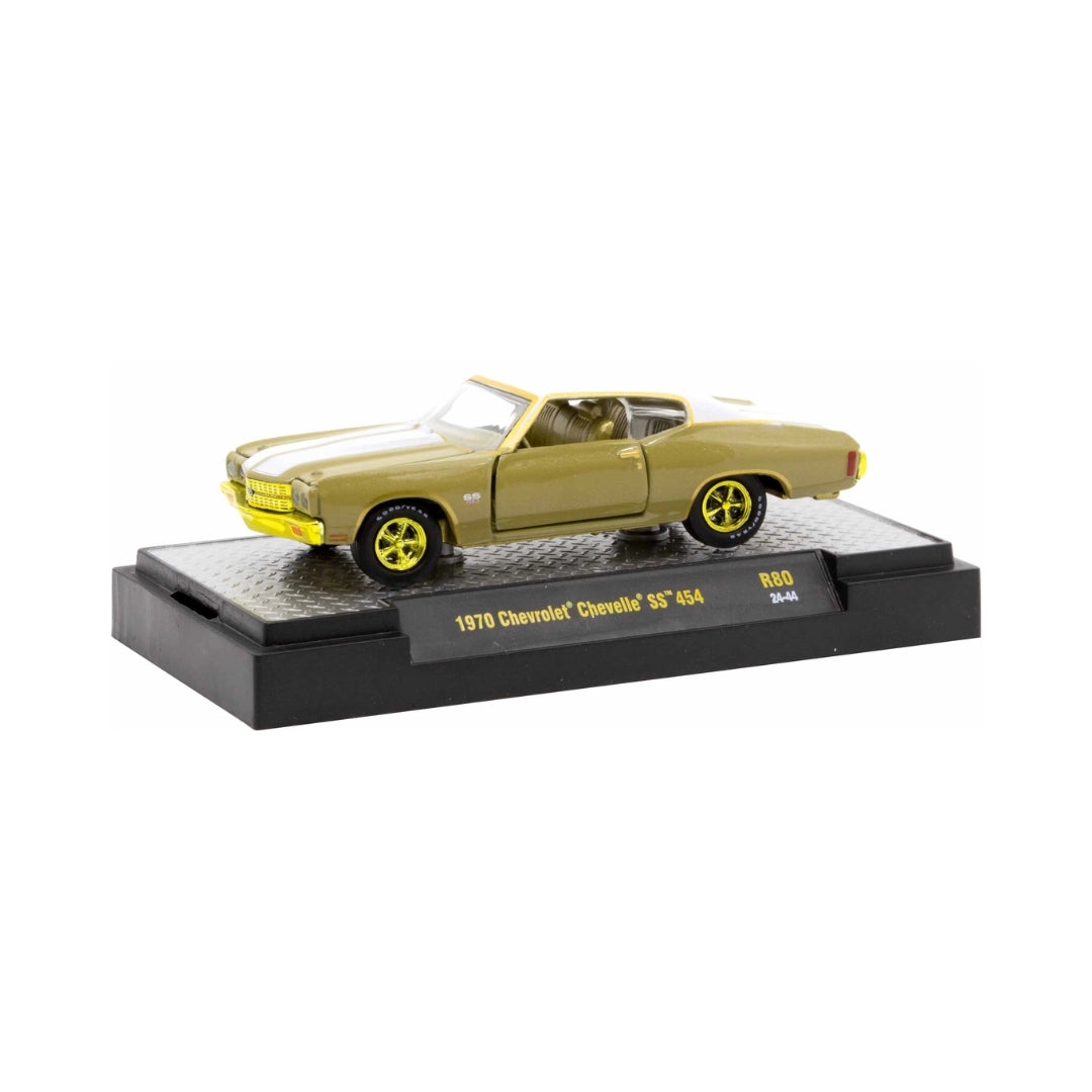 1970 Chevrolet Chevelle SS 454 - Gold Chase (Yellow Chrome Details / Sage-Green Interior / Steering Wheel)