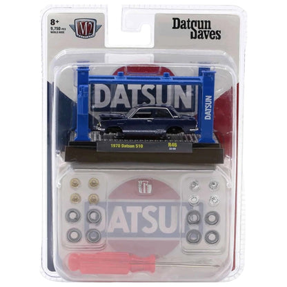 1970 Datsun 510 – Dark Blue (Gold Rims and Opening Hood)