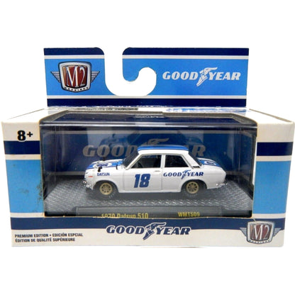 1970 Datsun 510 – Goodyear Livery (Gold Rims and Opening Hood)
