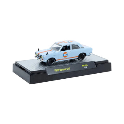 1970 Datsun 510 – Gulf Livery (Black Rims and Light Blue Body)