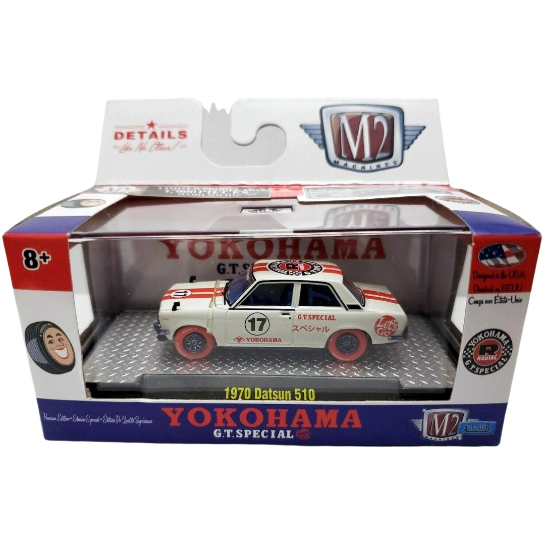 1970 Datsun 510 – White Racing Livery (Red Rims and Red Graphics)