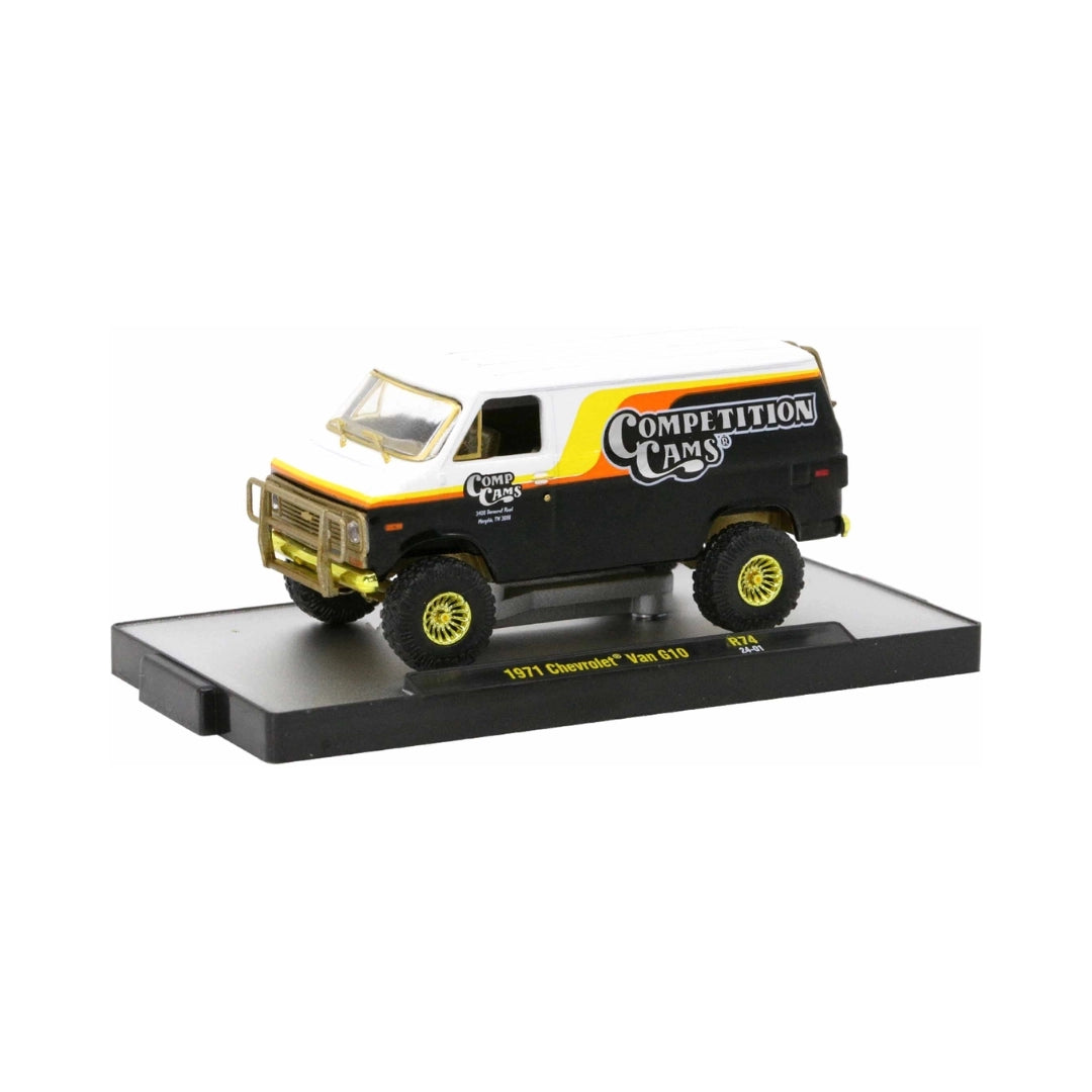 1971 Chevrolet Van G10 - Black/White Competition Cams 4x4 (Yellow Chrome Details, Brass Front Bar & Interior)