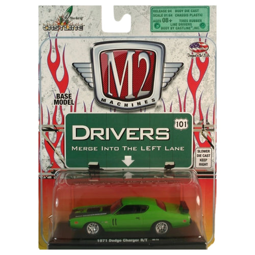 1971 Dodge Charger R/T - Bright Green/Black Hood (Auto-Drivers) - Blister Card