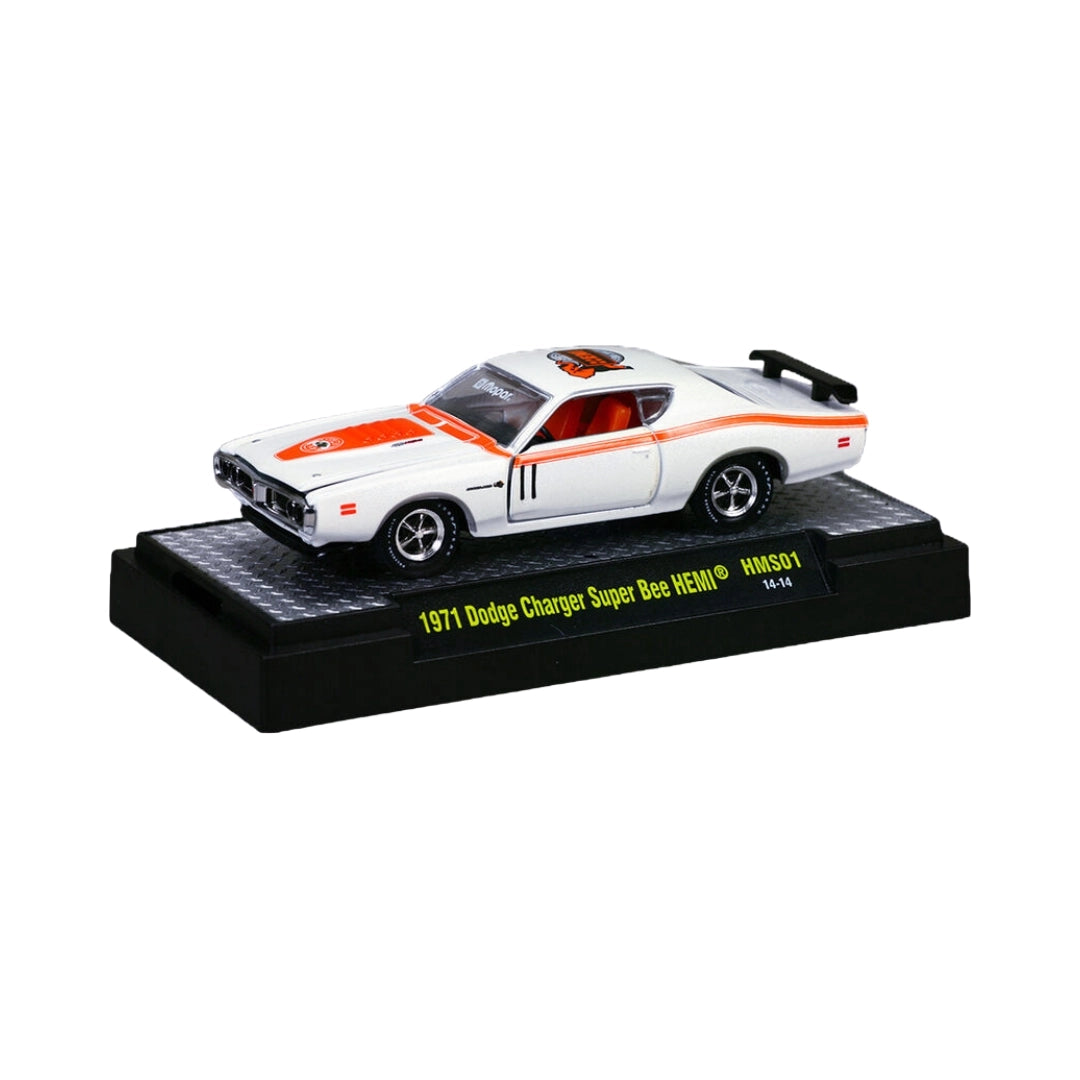 1971 Dodge Charger Super Bee HEMI - White/Orange (HEMI 50th Anniversary Release HMS01 / Walmart Exclusive / Exclusive / Limited Edition / Premium Range)