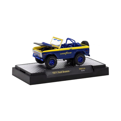1971 Ford Bronco - Blue & Yellow (Goodyear livery, Blue chrome rims, Chase