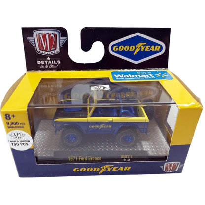 1971 Ford Bronco - Blue & Yellow (Goodyear livery, Blue chrome rims, Chase