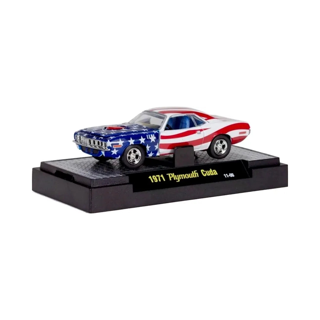 1971 Plymouth Cuda - Patriotic Stars & Stripes Livery - Clamshell Blister