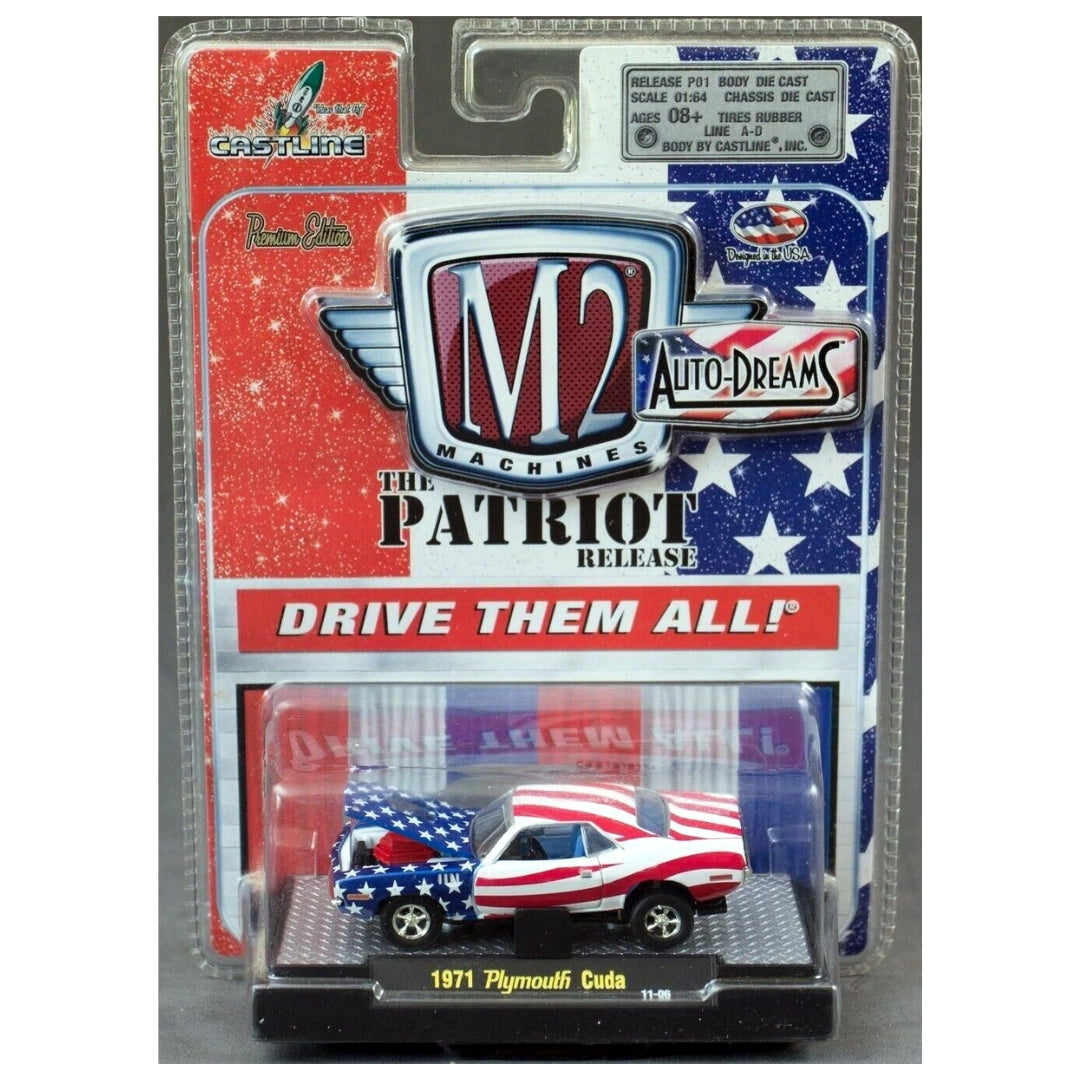 1971 Plymouth Cuda - Patriotic Stars & Stripes Livery - Clamshell Blister