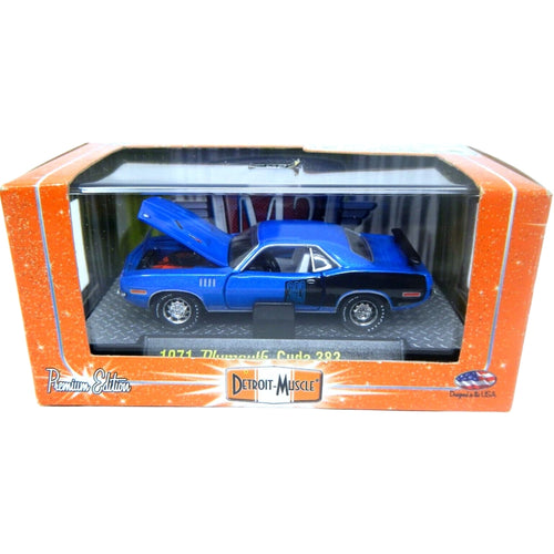 1971 Plymouth Cuda 383 - Blue & Black (Black Side Panel, Black Base Display) - Box