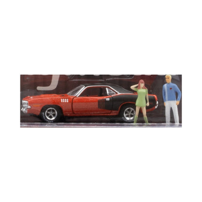 1971 Plymouth Cuda 383 - Metallic Orange (Black Side Graphics, Chrome Rims)