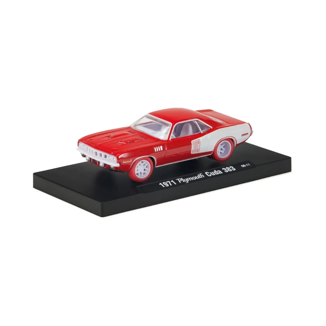 1971 Plymouth Cuda 383 - Red & White (White Side Panel, White Rims) - Blister Card