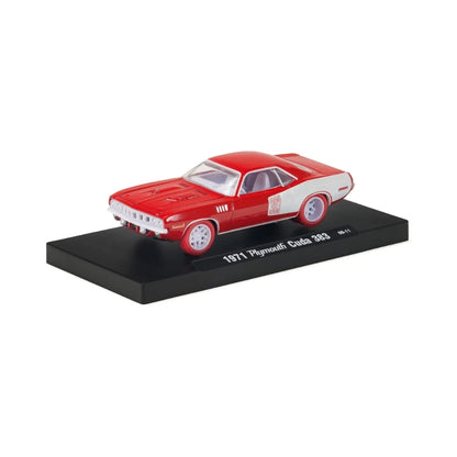 1971 Plymouth Cuda 383 - Red & White (White Side Panel, White Rims) - Blister Card