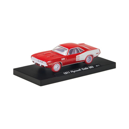 1971 Plymouth Cuda 383 - Red & White (White Side Panel, White Rims) - Blister Card (Copy)