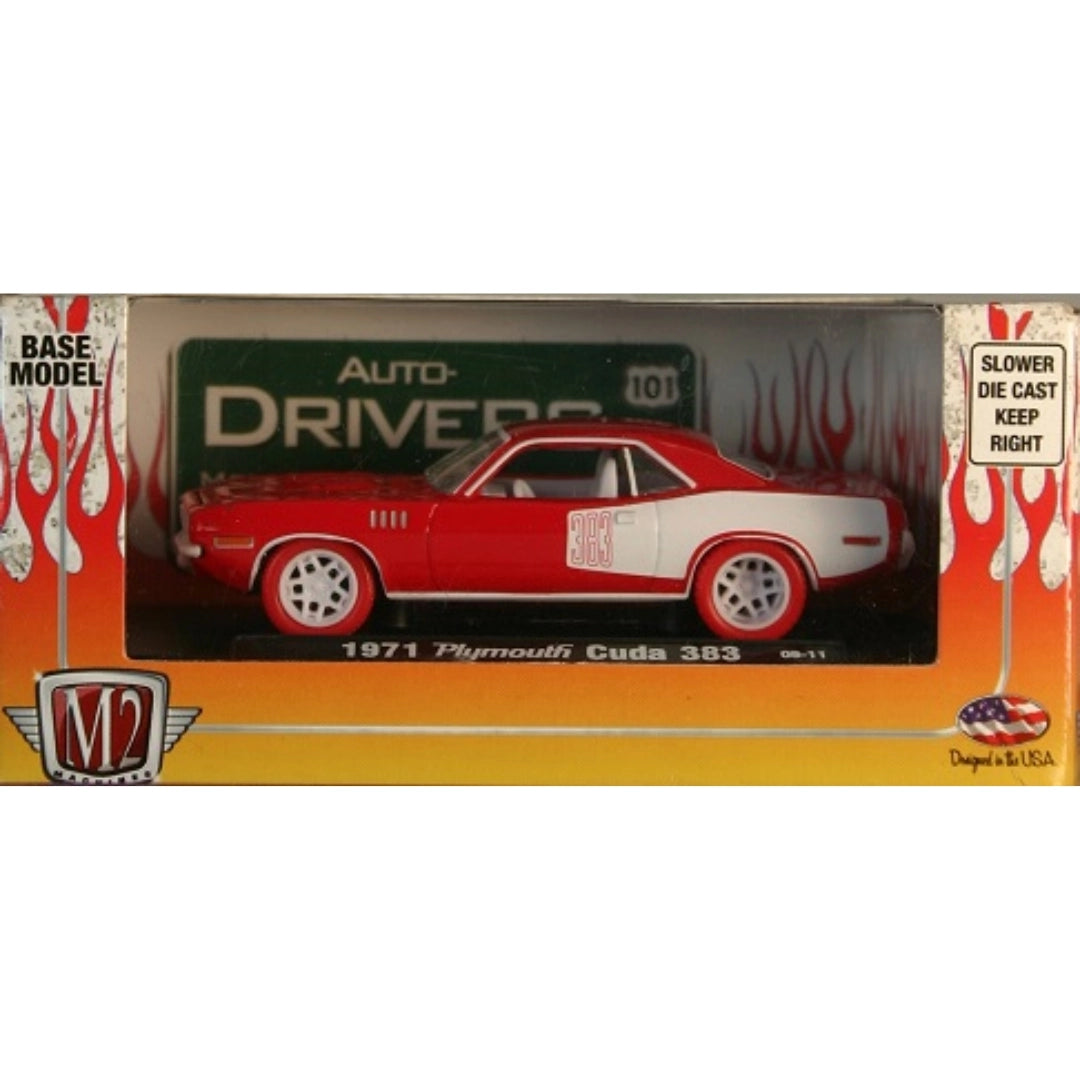1971 Plymouth Cuda 383 - Red & White (White Side Panel, White Rims) - Blister Card (Copy)