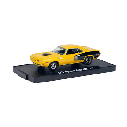 1971 Plymouth Cuda 440 - Yellow with Black Side Panel - Blister Card