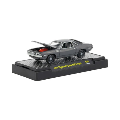 1971 Plymouth Cuda 440 6-Pack - Gray Chase (Orange Engine, Black Rims)