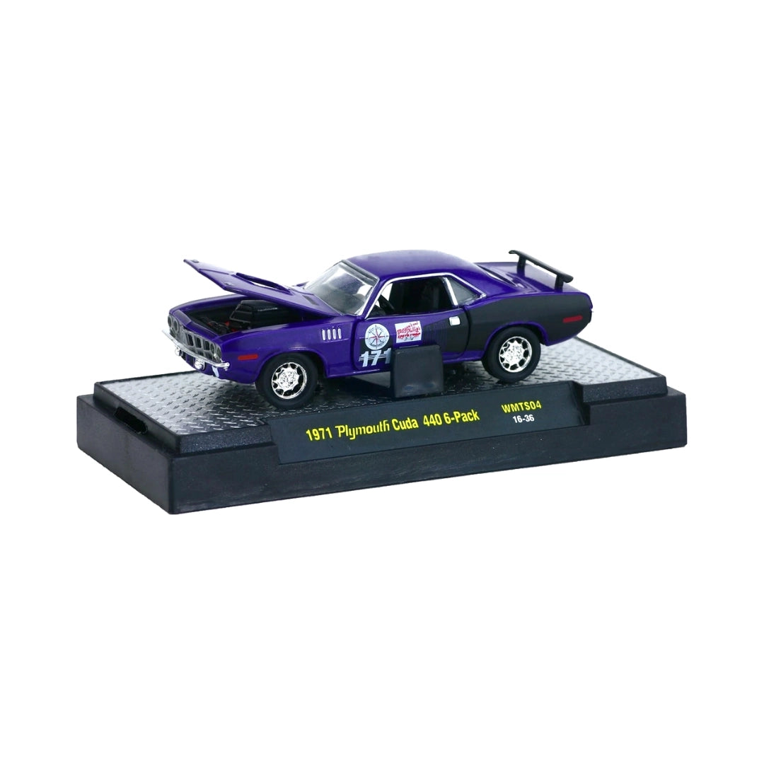 1971 Plymouth Cuda 440 6-Pack - Purple & Green (#47 Graphics, Chrome Rims)