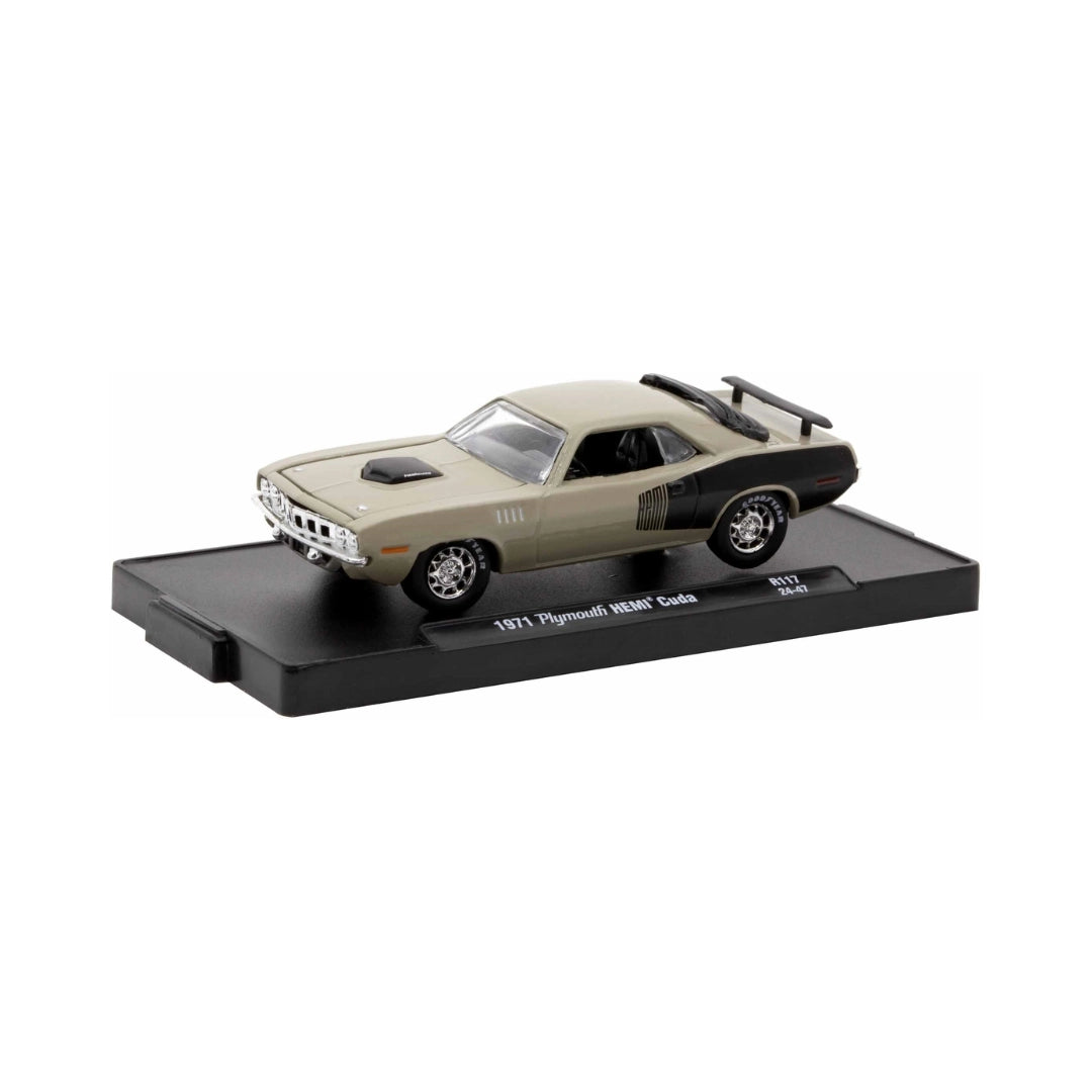 1971 Plymouth HEMI Cuda - Beige/Tan (Black Side Graphics, Chrome Rims)