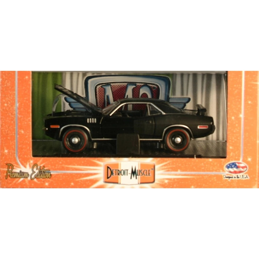1971 Plymouth HEMI Cuda - Black (Black Rims, Red Line Tires, Black Interior, Wing, No Rear Window Louver) - Box