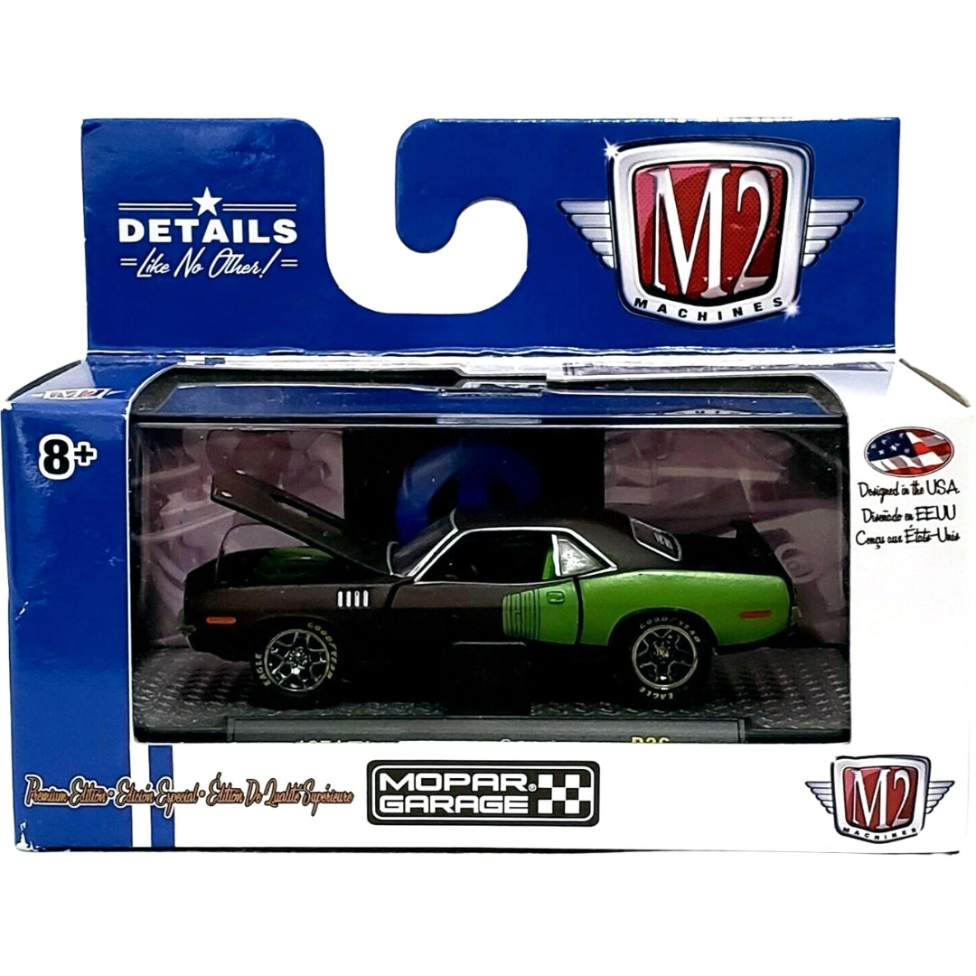 1971 Plymouth HEMI Cuda - Black & Green (Green Interior, Black Multi-Spoke Rims)