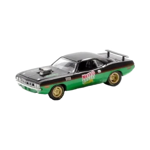 1971 Plymouth HEMI Cuda - Black & Green (Mello Yello Graphics, Gold Rims)