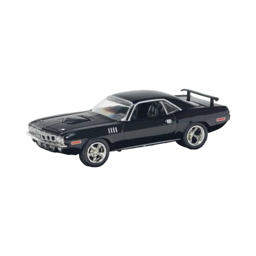 1971 Plymouth HEMI Cuda - Black (Silver 5-Spoke Rims, Tread Tires, Black Interior, Wing, No Rear Window Louver)