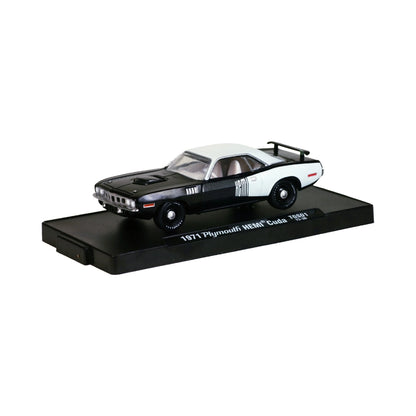 1971 Plymouth HEMI Cuda - Black & White (Police Style Livery, Black Rims)