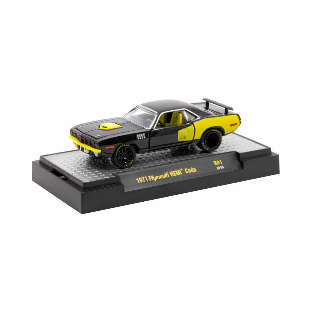 1971 Plymouth HEMI Cuda - Black & Yellow (Yellow Hood Scoop, Black Rims)