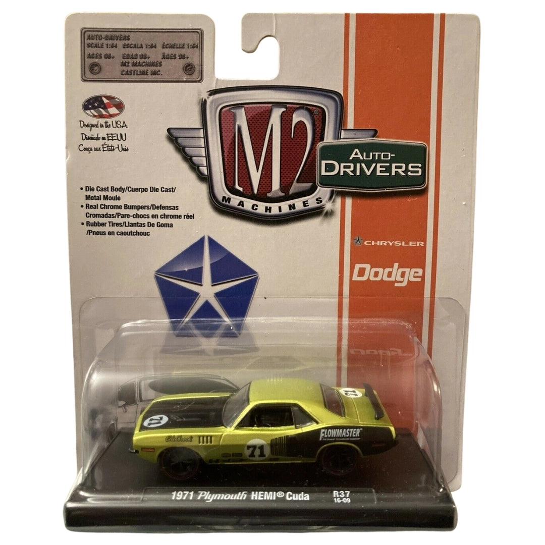 1971 Plymouth HEMI Cuda - Lime Green & Black (#71 Race Livery, Black Rims)