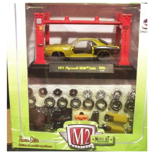 1971 Plymouth HEMI Cuda - Lime Green & Black (Chrome Rims, Model Kit) - International Box