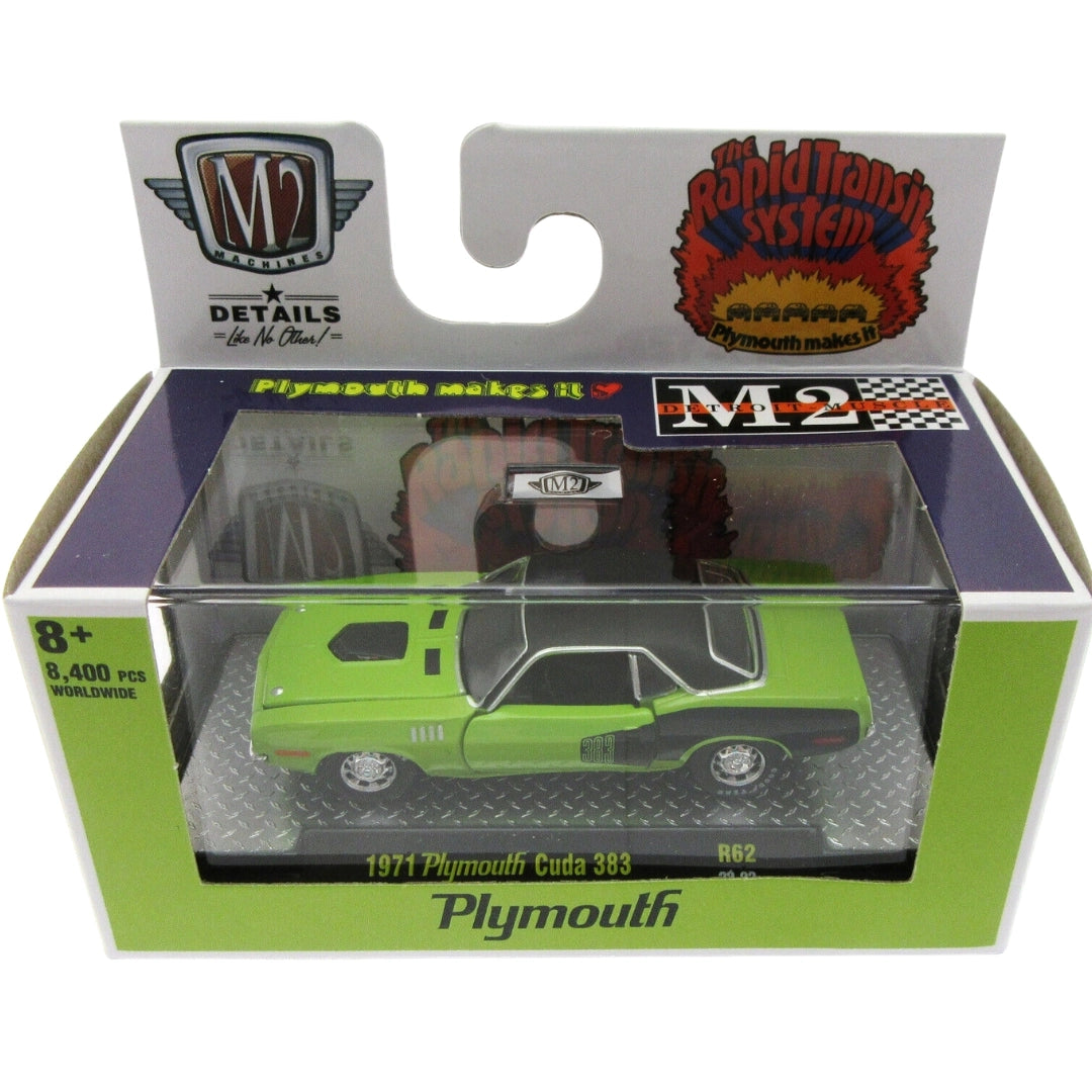 1971 Plymouth HEMI Cuda - Lime Green & Black (Chrome Rims, No Rear Wing)
