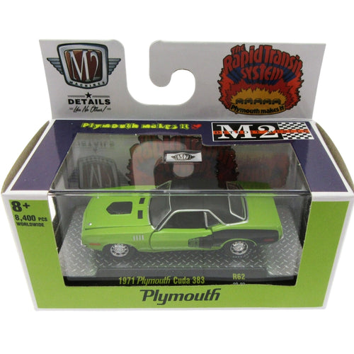 1971 Plymouth HEMI Cuda - Lime Green & Black (Chrome Rims, No Rear Wing)